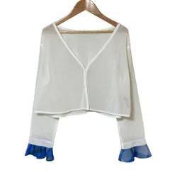 美品 CB BLUE LABEL CRESTBRIDGE ブルーレーベル クレストブリッジ メッシュニットボレロカーディガン M ホワイト レディース 古着 中古 USED