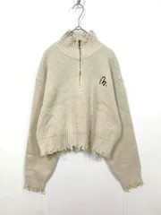 美品 mily bilet ミウィビレット mi1029069 ハーフジップ クラッシュトップス ニット セーター sizeL/アイボリー ◇■レディース