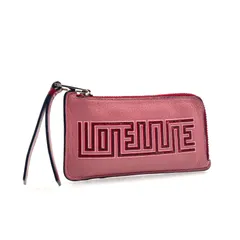 ■美品■稀少ライン■LOEWE ロエベ  MAZE メイズ　フラグメントケース　迷路ロゴ　レザー　本革　コインケース　カードケース　ピンク　シルバー金具　スペイン製　刻印あり　101912 レディース　ラグジュアリー　高級　ハイブランド