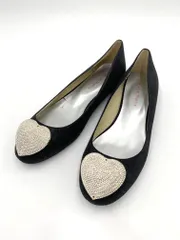美品 ORiental TRaffic オリエンタルトラフィック ハートモチーフ フラット パンプス size38/24/黒 ■■レディース