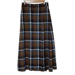 美品 SLOBE IENA スローブイエナ チェック柄 ロングスカート 38 ブラウン レディース 古着 中古 USED