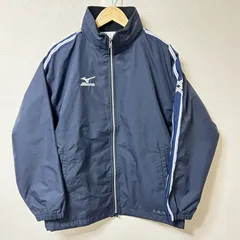 (^w^)b MIZUNO ミズノ ウインドブレーカー 裏起毛 ブレスサーモ ジャケット アウター ロゴ刺繍 シンプル 防寒 スポーツ 運動 トレーニング アウトドア ネイビー 紺 メンズ レディース サイズM