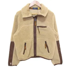 未使用 POLO RALPH LAUREN ポロラルフローレン ロゴ刺繍 フリースジャケット ブルゾン M ベージュ レディース 古着 中古 USED
