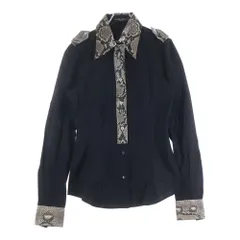 DOLCE & GABBANA (ドルチェアンドガッバーナ) パイソンスキン切り替え エポレット付き 長袖シャツ レディース ブラックのサムネイル