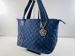 ★クレイサス CLATHAS トートバッグ ネイビー キルティング カメリア チャーム付 中古品 管理2M291