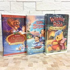 【希少・英語版】ディズニー VHS 3本セット(おまけ付き) プーさん リロ＆スティッチ  美女と野獣 海外版 Disney's World of English program1 知育 レア