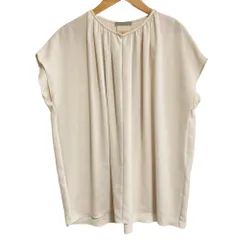 美品 Theory luxe セオリーリュクス HEAVY PEARL ANNA スキッパー シャツ ブラウス 038 ライトベージュ レディース 古着 中古 USED