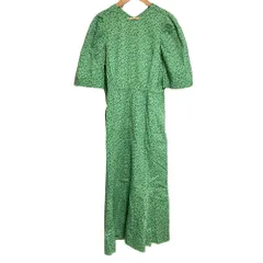 美品 IENA イエナ Vネック フラワープリント ワンピース 38 グリーン レディース 古着 中古 USED