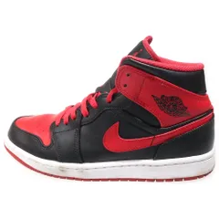 NIKE (ナイキ) AIR JORDAN 1 MID BRED TOE エアジョーダン1 ブレッドトゥ ミッドカットスニーカー ブラック/レッド US8.5/26.5cm DQ8426-060