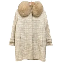 良品 Grace Class グレースクラス グレースコンチネンタル Jules TOURNIER社製 ファー ツイード コート サイズ36 ベージュ レディース 古着 中古 USEDのサムネイル