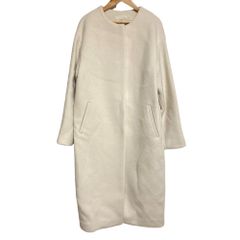 美品 IENA イエナ ラムウールノーカラーコート 38 ホワイト レディース 古着 中古 USED