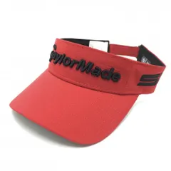 【超美品】テーラーメイド サンバイザー レッド×黒 立体ロゴ刺しゅう フリー(57-59cm)   ゴルフウェア TaylorMade