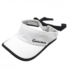 【新品】テーラーメイド サンバイザー 白×黒 ロゴ 後ろリボン着脱可 レディース フリー(55-57cm) ゴルフウェア TaylorMade