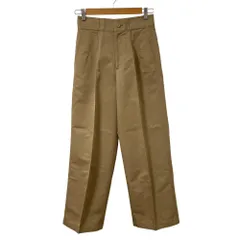 良品 23SS MACPHEE TOMORROWLAND マカフィー トゥモローランド コットンリネン ワイドパンツ サイズ34 カーキベージュ レディース 古着 中古 USED