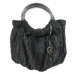良品 GIORGIO ARMANI ジョルジオアルマーニ ベロア プリーツ ハンドバッグ ブラック レディース 古着 中古 USEDのサムネイル