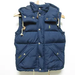 美品 POLO RALPH LAUREN ポロラルフローレン フード付きダウンベスト サイズXS ネイビー レディース 古着 中古 USED