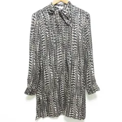 美品 Max Mara マックスマーラ シルク 総柄 長袖 ワンピース サイズ40 ブラウン レディース 古着 中古 USED