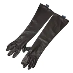 美品 DEMI CLUB デミクラブ シルクライニング レザー ロンググローブ 手袋 7 ブラック レディース 古着 中古 USED