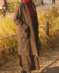 着用画像あり コベットブラン ウール CHECK ONE PIECE + COAT セット 価格完全値下げ フィット綺麗