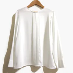 美品 theory luxe セオリーリュクス HEAVY PEARL JULI ロングスリーブ ブラウス プルオーバー サイズ40 ホワイト レディース 古着 中古 USED