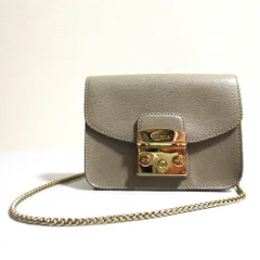 美品 FURLA フルラ メトロポリス チェーンショルダーバッグ グレー レディース 古着 中古 USED