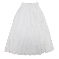 美品 Mila Owen ミラオーウェン ギャザー マキシ丈 ロング Aライン フレアスカート イージーウエスト 1 白 ホワイト レディース 古着 中古 USED