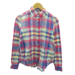 ラルフローレン RALPH LAUREN 美品 ボタンダウン BDシャツ ポニー ロゴ 刺繍 チェック柄 麻 リネン 長袖 XS マルチカラー 0220