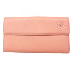 シャネル(Chanel) シャネル 長財布 カメリア レザー ピンク レディース