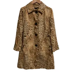 美品 HYSTERIC GLAMOUR ヒステリックグラマー レオパード柄 ステンカラーコート フリーサイズ ベージュ レディース 古着 中古 USEDのサムネイル