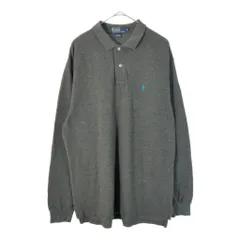 90年代 Polo by Ralph Lauren ポロ ラルフローレン 長袖ポロシャツ グレー(メンズ L)中古 古着 X3862