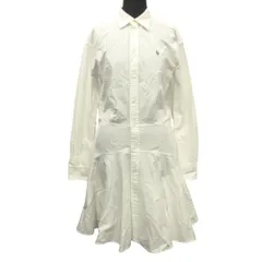 良品 POLO RALPH LAUREN ポロ ラルフローレン オックスフォード シャツ ワンピース ドレス カットソー 2 白 ホワイト レディース 古着 中古 USED