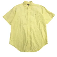 良品 Polo by Ralph Lauren ポロ バイ ラルフローレン 90's 半袖 シャツ ボタンダウン オックスフォード ヴィンテージ L 黄 イエロー メンズ 古着 中古 USED