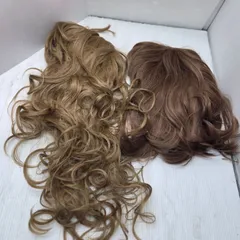 2 S02393  ウィッグ 2点セット ロング フルウィッグ ウェーブ ウィッグ ロングカール セミロング コスプレ 仮装  ヘアアクセサリー