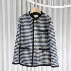 （ S+ / 48 ） グッチ ウール ギンガム ジャケット インターロッキング G ベージュ