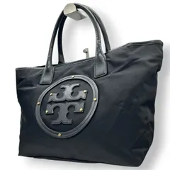 美品 トリーバーチ TORY BURCH エラ ELLA トートバッグ ハンドバッグ ナイロン レザー ブラック 黒 デカロゴ ビッグロゴ ゴールド金具 A4収納可 大容量 肩掛け 軽量 通勤 通学 マザーズバッグ レディース 鞄 カバン s95