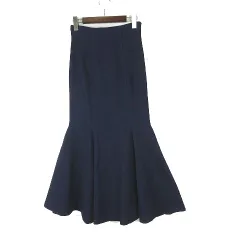 リリーブラウン Lily Brown バリエーション マーメイド スカート デニム ロング ストレッチ バックベルト ギャザー M 1 インディゴブルー 濃紺 タグ付 美品