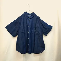 M1-02530【Women】GU(ジーユー）デニムシャツ 半袖（M）/ブルー  全体的に色落ち有 K