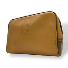 LOEWE ロエベ アナグラム レザー クラッチバッグ ベージュ ブラウン ゴールド金具 セカンドバッグ メンズ レディース ヴィンテージ K7