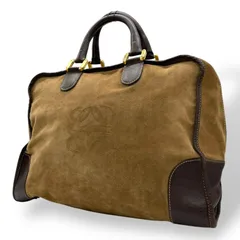 LOEWE ロエベ アナグラム アマソナ スエード レザー トートバッグ ベージュ ブラウン ゴールド金具 クラシック レディース vintage ヴィンテージ U14