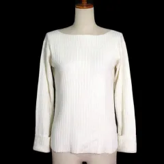 エムケー ミッシェルクラン MK MICHEL KLEIN ボートネックリブニット 洗える 38 白 ホワイト