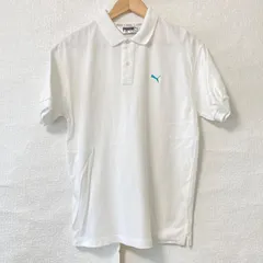 80s！90s！ヴィンテージ◎ (^w^)b  PUMA プーマ ハーフボタン 半袖 ポロシャツ 爽やか シンプル ロゴ刺繍 スポーツ テニス ゴルフ カジュアル トップス ホワイト 白 メンズ 男性 M