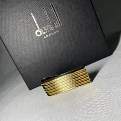 美品 dunhill ダンヒル ゴールドメタリック ストライプラインマネークリップ 札挟み 財布 ウォレット 男女兼用 キャッシュレスのサムネイル