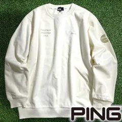 PING APPAREL ピン アパレル ゴルフ 防風 保温 3層構造ボンディング リサイクルフリース ロゴ刺繍 ストレッチ クルーネック プルオーバー ゴルフウェア 621-3241001 定価1.4万 ナチュラル ▲028▼60224w13