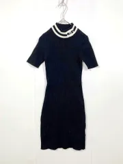 GYDA ジェイダ 072320320401-01 定価8990円 ラインボトルネック ニット タイト ワンピース sizeF/黒 ■■レディース