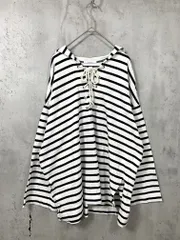 JOURNAL STANDARD ジャーナルスタンダード 21-070-400-010-3-0 セーラーカラー ボーダー レースアップ 長袖 カットソー 白×黒 ■◇レディース