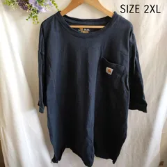 【2XL】海外古着　carhartt カーハート　紺　ネイビー　シンプル　Tシャツ　ゆったり　大きいサイズ