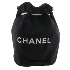 【CHANEL】シャネル プールバッグ ロゴ 巾着 コットン 黒 レディース ショルダーバッグ