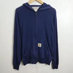 90s Carhartt カーハート 薄手 パーカー コットン ポリエステル アメリカ製 USA製 古着 VINTAGE メンズ M ネイビー系 B789