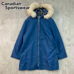 Canadian Sportswear カナダディアンスポーツウェア ウィンニペグ製 カナダ製 ヴィンテージ オールド ワーク パルカ ジャケット ブルゾン コート リアルファー フード 刺繍 ブルー チェック ウール ライニング ★ ◆■