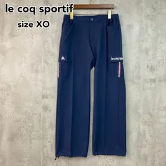 le coq sportif ルコックスポルティフ カーゴパンツ ネイビー ナイロン ポリウレタン ストレッチ ロゴ 刺繍 ワッペン サイドライン ドローコード ボトムス ズボン ゴルフウェア スポーツ トレーニング  XOサイズ ★ ■■